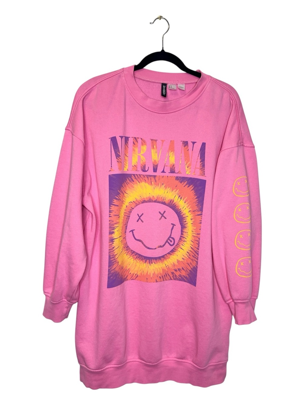 H&M Divided Nirvana Pink Oversized Sweatshirt Dress size Medium